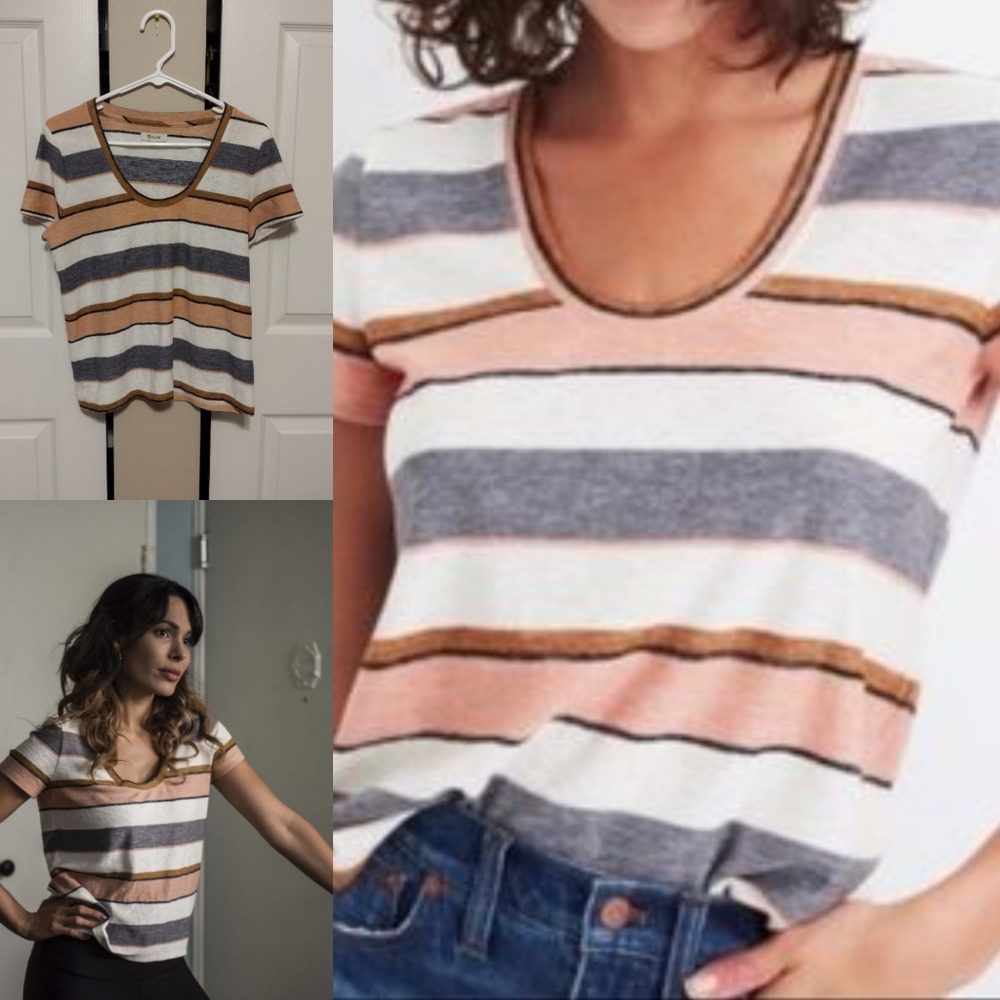 Madewell Alto Scoop Neck Grande Striped Tee Shirt
